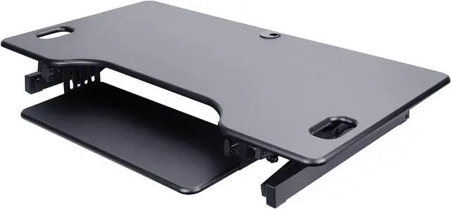 Alt view image 3 of 17 - Rocelco Deluxe 46" wide Height Adjustable Standing Desk Riser with Extended Vertical Range (Black)