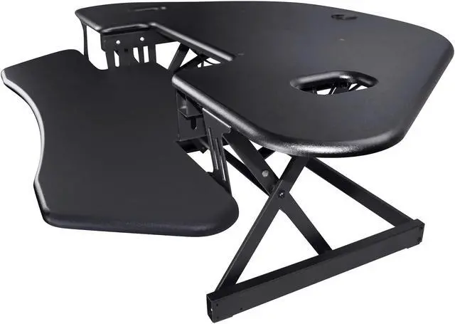 Alt view image 5 of 18 - Rocelco Corner Adjustable Desk Riser 46" Wide with Extended Vertical Range (Black)