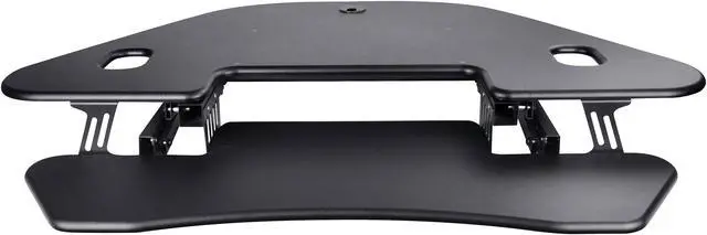 Alt view image 2 of 18 - Rocelco Corner Adjustable Desk Riser 46" Wide with Extended Vertical Range (Black)