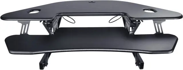 Alt view image 4 of 18 - Rocelco Corner Adjustable Desk Riser 46" Wide with Extended Vertical Range (Black)