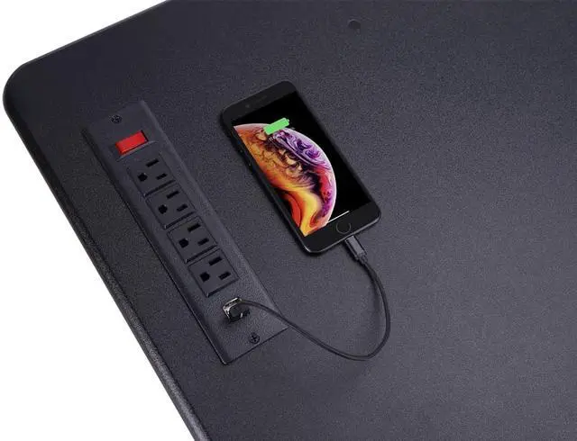 Alt view image 5 of 6 - Rocelco 46" Sit To Stand Adjustable Height Desk Riser w/ USB & AC (BLACK)