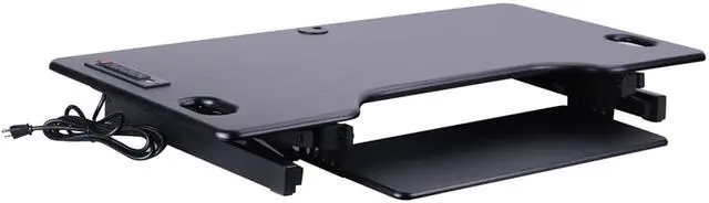 Alt view image 4 of 6 - Rocelco 46" Sit To Stand Adjustable Height Desk Riser w/ USB & AC (BLACK)