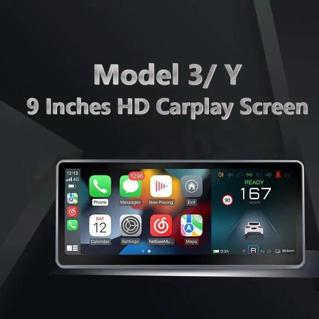 Alt view image 7 of 7 - Center Console Dashboard Touch Screen w/Wireless Airplay (Linux 9.0") for Tesla Model 3/Y