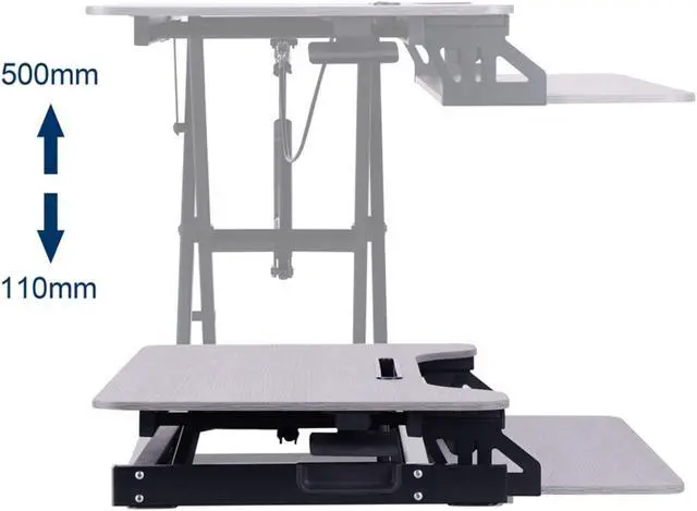 Alt view image 6 of 7 - Rocelco VADR-B Sit To Stand Hi-Lift Adjustable Height Desk Riser (Black)