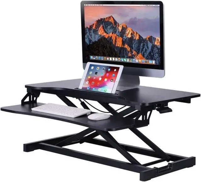 Alt view image 3 of 7 - Rocelco VADR-B Sit To Stand Hi-Lift Adjustable Height Desk Riser (Black)