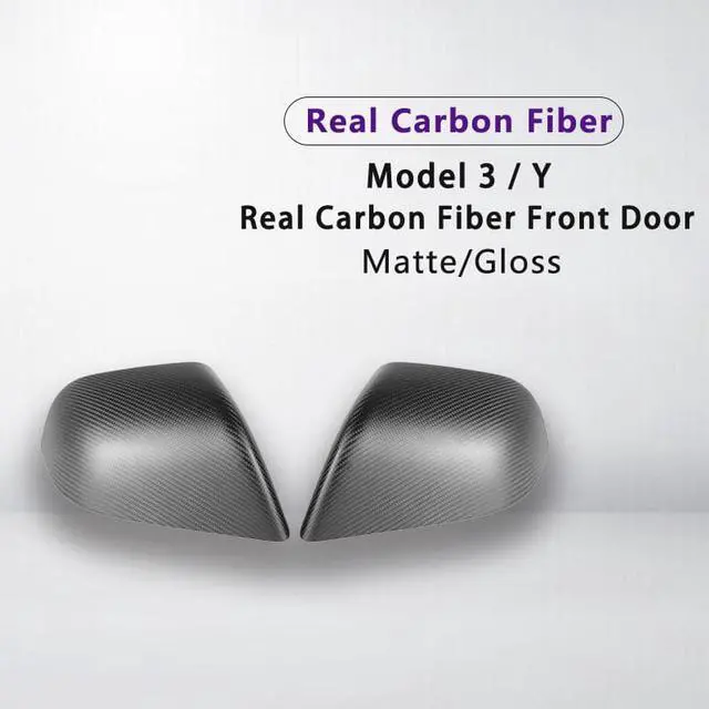Main image of Real Carbon Fiber Side View Mirror Cover for the Tesla Model Y (MATTE)