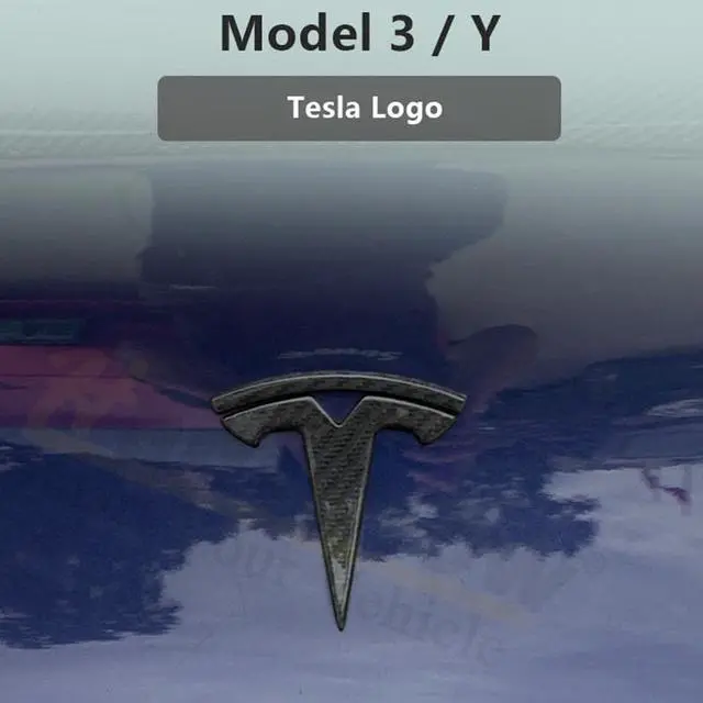 Alt view image 2 of 7 - Real Carbon Fiber Tesla Emblem Model 3 (Front & Rear) (MATTE)