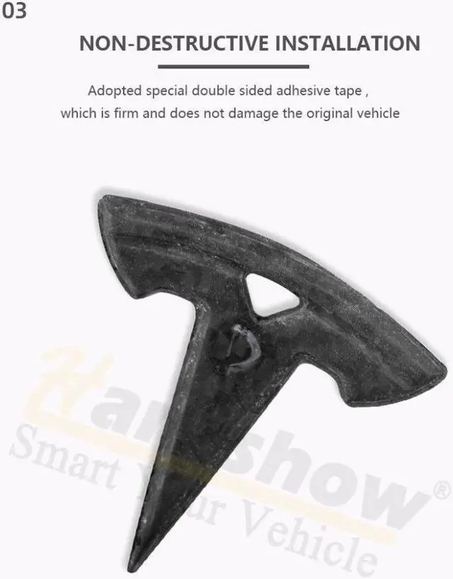 Alt view image 7 of 7 - Real Carbon Fiber Tesla Emblem Model 3 (Front & Rear) (MATTE)