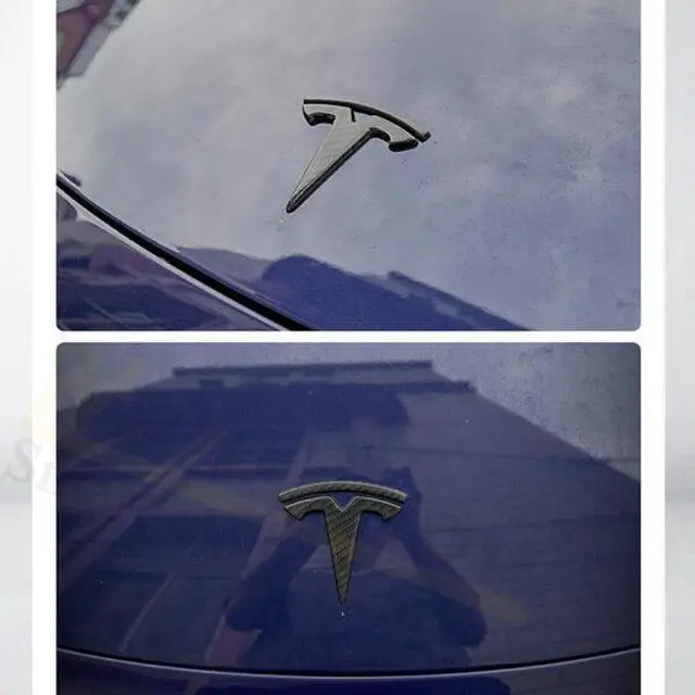 Alt view image 3 of 7 - Real Carbon Fiber Tesla Emblem Model Y Gloss (Front & Rear)