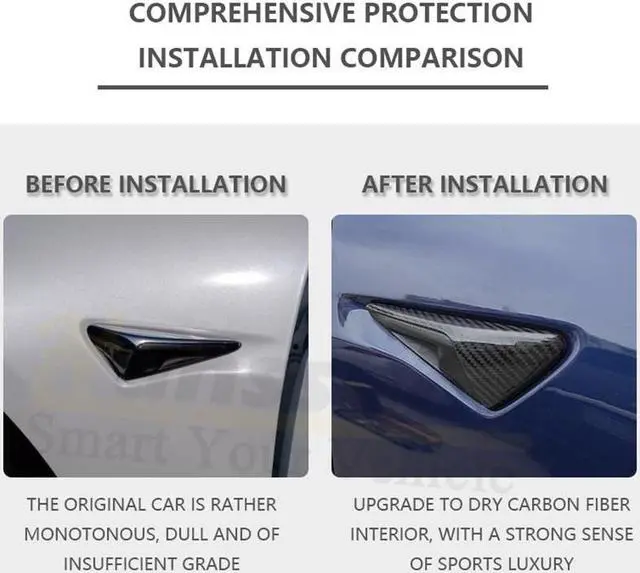 Alt view image 5 of 6 - Real Carbon Fiber Side Camera Turn Signal Cover for the Tesla Models 3/Y (Gloss)