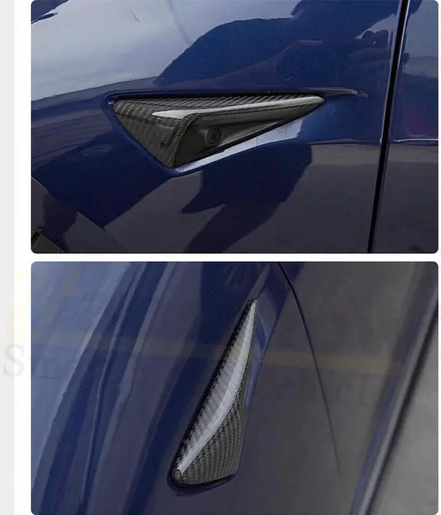 Alt view image 3 of 6 - Real Carbon Fiber Side Camera Turn Signal Cover for the Tesla Models 3/Y (Gloss)