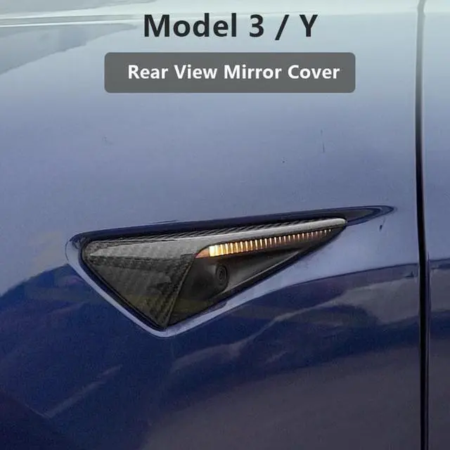 Main image of Real Carbon Fiber Side Camera Turn Signal Cover for the Tesla Models 3/Y (MATTE)