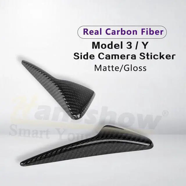 Alt view image 2 of 6 - Real Carbon Fiber Side Camera Turn Signal Cover for the Tesla Models 3/Y (MATTE)