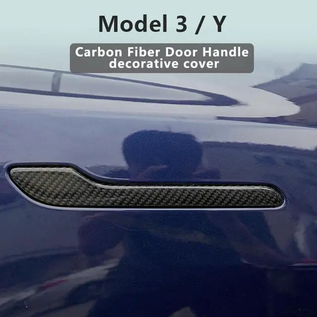 Main image of Real Carbon Fiber Door Handle Covers for the Tesla Models 3 and Y (GLOSS)
