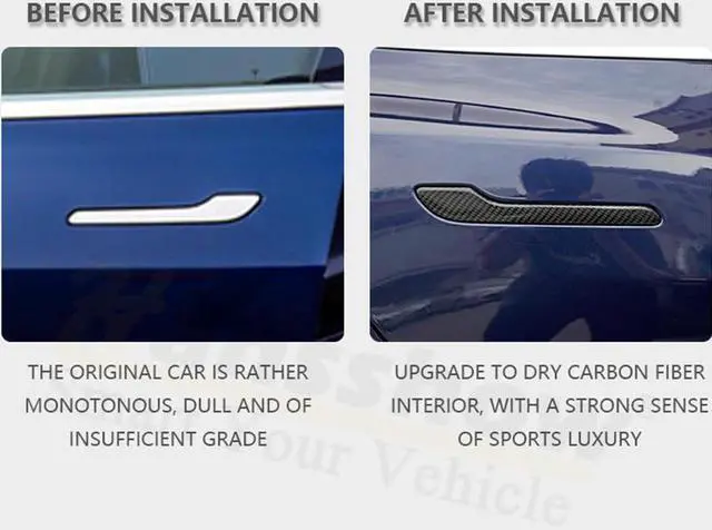 Alt view image 5 of 6 - Real Carbon Fiber Door Handle Covers for the Tesla Models 3 and Y (GLOSS)