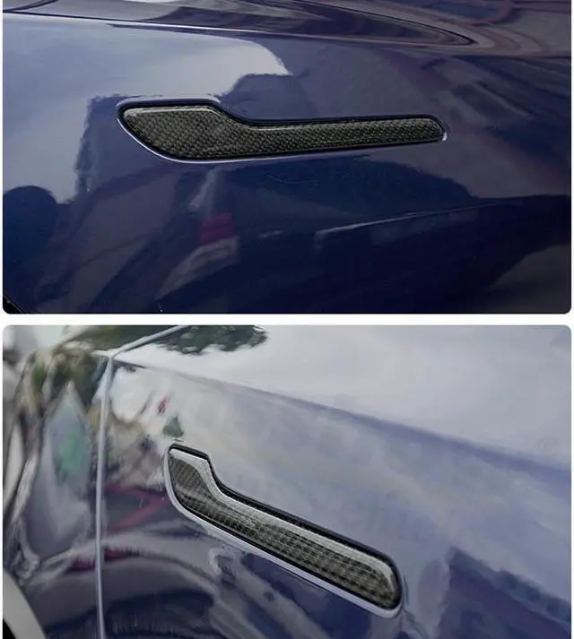 Alt view image 4 of 6 - Real Carbon Fiber Door Handle Covers for the Tesla Models 3 and Y (GLOSS)