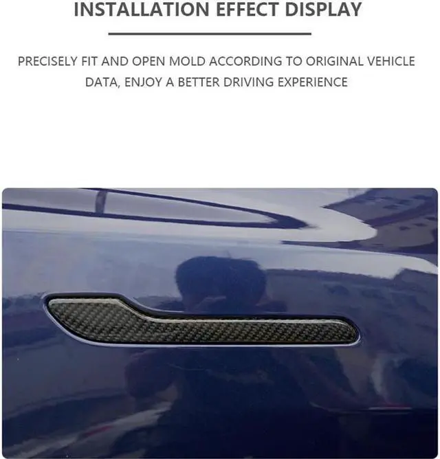 Alt view image 6 of 6 - Real Carbon Fiber Door Handle Covers for the Tesla Models 3 and Y (GLOSS)