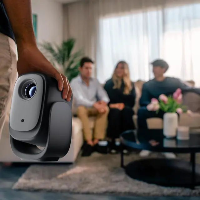 Alt view image 2 of 3 - N2 Mini Netflix Officially-Licensed Portable Projector, Native 1080P Full HD, 5G Wi-Fi & Bluetooth 5.0 w/STAND (BLACK)