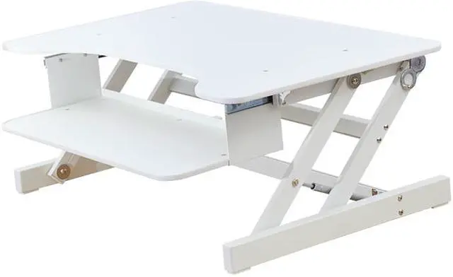 Alt view image 2 of 3 - Rocelco 32" Sit To Stand Adjustable Height Desk Riser for 1 or 2 monitors, 50lbs capacity (WHITE)
