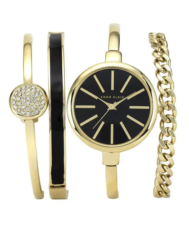 Alt view image 4 of 6 - Anne Klein Women's AK-1470GBST Gold Stainless-Steel Quartz Watch with Black Dial