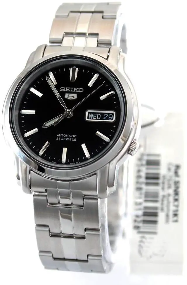 Alt view image 8 of 17 - Seiko 5 Automatic Black Dial Stainless Steel Mens Watch SNKK71