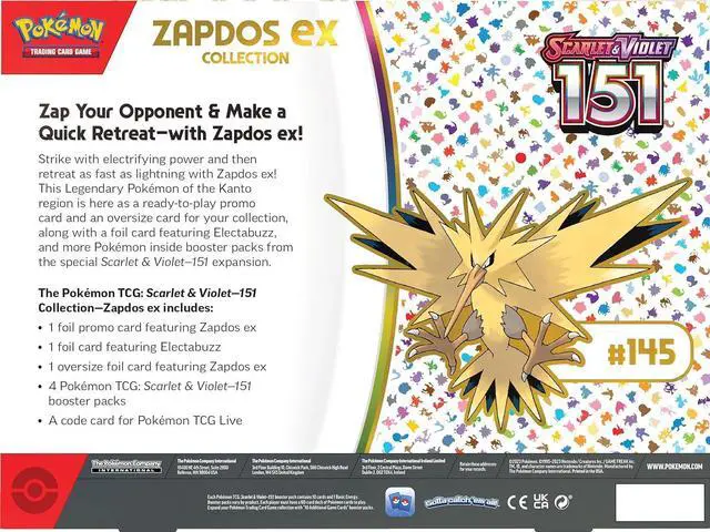 Alt view image 4 of 5 - Pokemon TCG: Scarlet & Violet - 151 Zapdos ex Collection