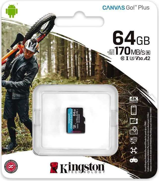 Alt view image 8 of 9 - Kingston Canvas Go! Plus 64 GB Class 10/UHS-I (U3) microSDXC - 170 MB/s Read - 70 MB/s Write