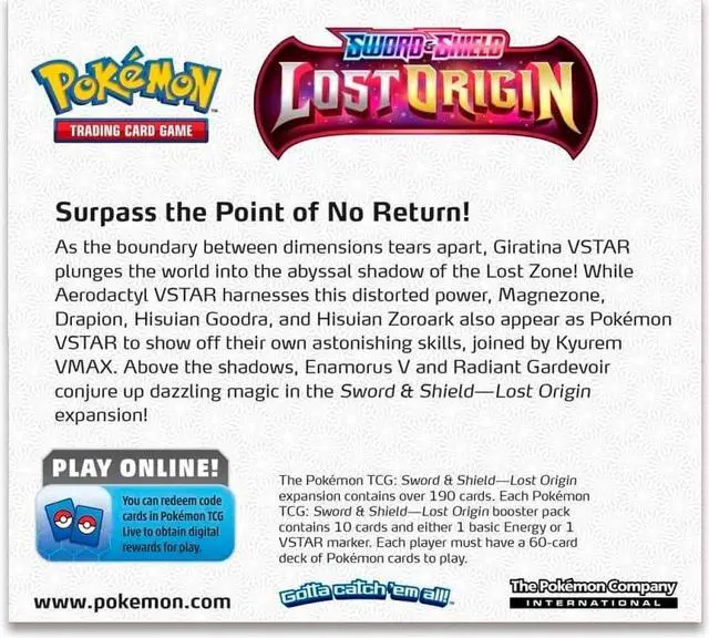 Alt view image 2 of 2 - Pokemon Sword & Shield Lost Origin | 4 Booster Packs