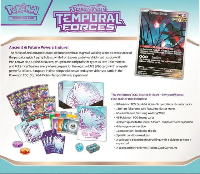 Alt view image 4 of 5 - Pokemon TCG: Scarlet & Violet - Temporal Forces Elite Trainer Box [Walking Wake]