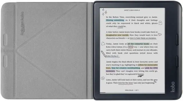 Alt view image 2 of 7 - Kobo Libra Colour SleepCover Case | Sleep/Wake Technology | Built-In 2-Way Stand | Vegan Leather | Compatible with 7" Kobo Libra Colour eReader