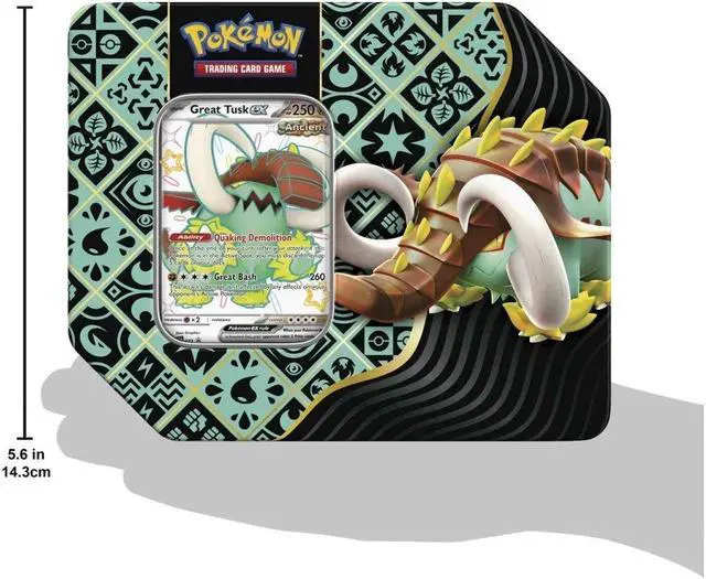 Alt view image 4 of 7 - Pokemon Scarlet & Violet Paldean Fates Tin | Shiny Great Tusk ex