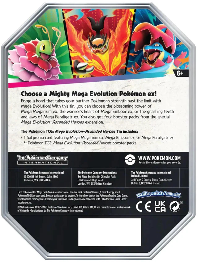 Alt view image 2 of 3 - Pokemon ME2.5 Mega Evolution Ascended Heroes Tin | Mega Feraligatr ex