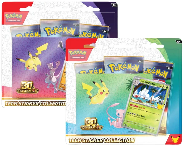 Main image of Pokemon 30th Celebration Tech Sticker Collection Art Set | Alolan Exeggutor and Lucario