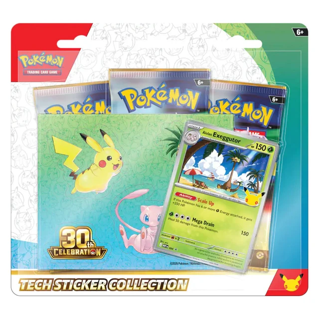 Alt view image 3 of 7 - Pokemon 30th Celebration Tech Sticker Collection Art Set | Alolan Exeggutor and Lucario
