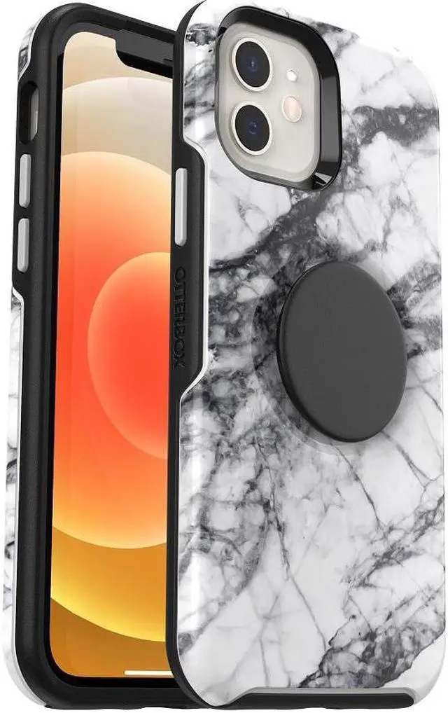 Main image of OtterBox Otter + Pop Symmetry Series White Marble Graphic Case for iPhone 12 Mini 77-65390