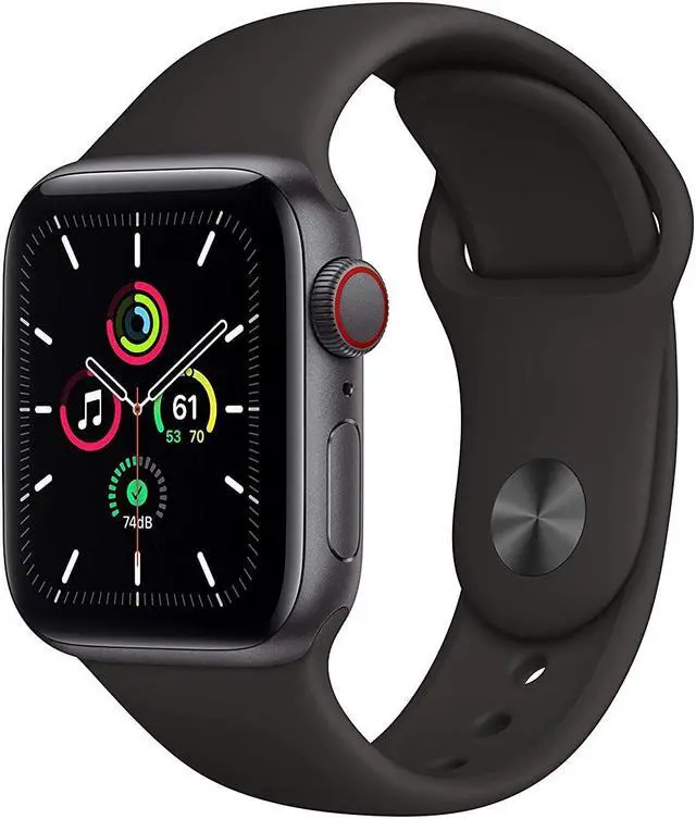 Alt view image 2 of 4 - Apple Watch SE Cell 40mm Space Gray Aluminum - Black Sport Band MYED2LL/A