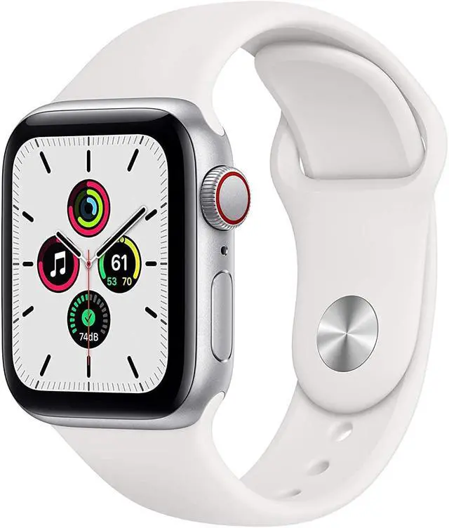 Alt view image 2 of 2 - Apple Watch SE Cell 40mm Silver Aluminum - White Sport Band MYE82LL/A