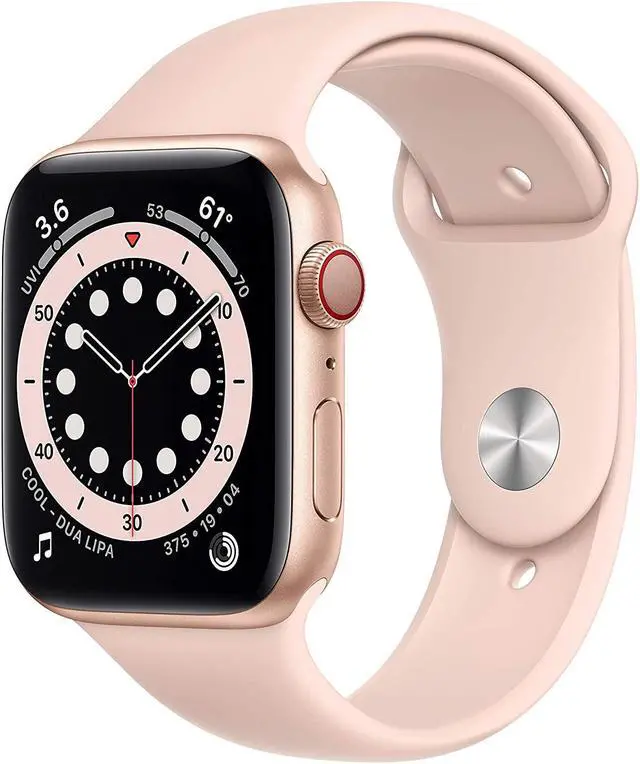 Alt view image 2 of 4 - Apple Watch Gen 6 Series 6 Cell 44mm Gold Aluminum - Pink Sand Sport Band M07G3LL/A