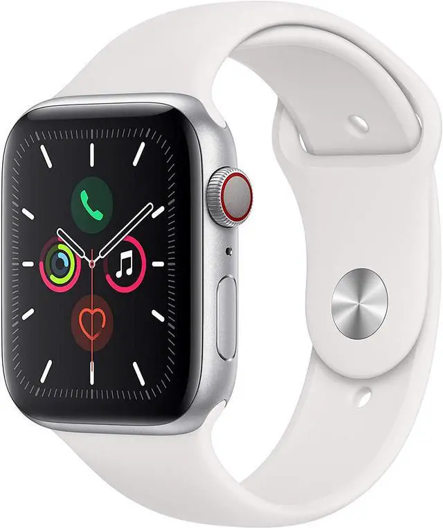 Main image of Apple Watch Series 5 GPS+LTE w/ 44MM Silver Aluminum Case & White Sport Band