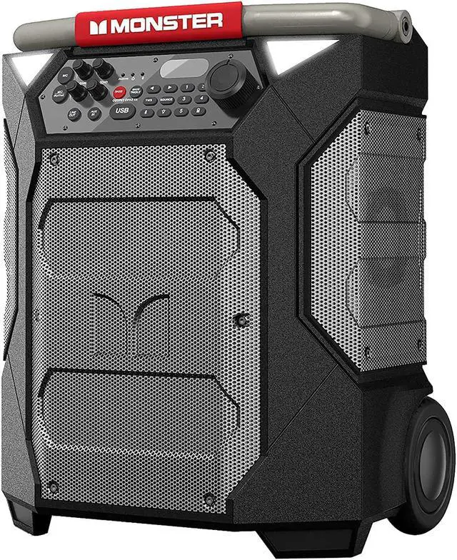 Alt view image 2 of 2 - Monster Rockin Roller 270 Portable IndoorOutdoor Wireless Speaker, 200 Watts, Up to 100 Hours Playtime, IPX4 Water Resistant, Qi charger, connect to Another TWS Speaker
