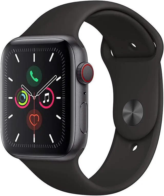 Alt view image 5 of 6 - Apple Watch Gen 5 Series 5 Cell 44mm Space Black Aluminum - Black Sport Band MWW12LL/A