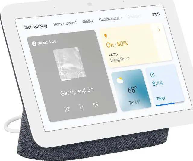 Alt view image 2 of 6 - Google Nest Hub (2nd Gen) - 7" Width x 2.7" Depth x 4.7" Height - Charcoal - Fabric, Plastic