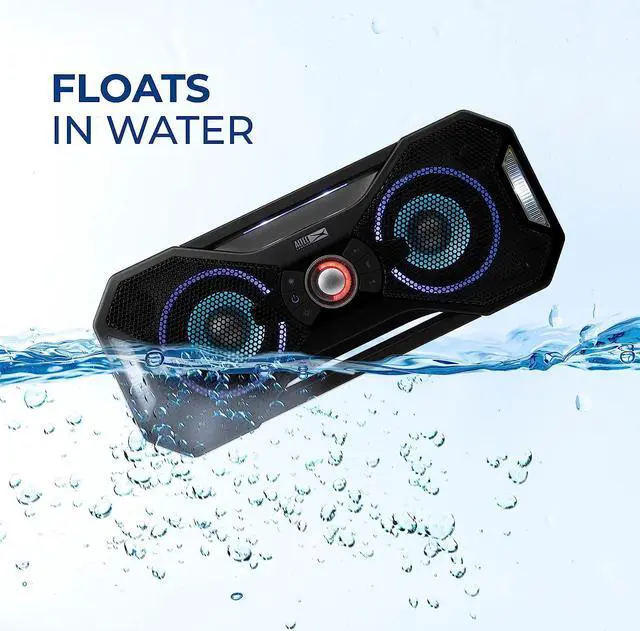 Alt view image 4 of 5 - altec lansing mix 2.0 - bluetooth speaker, wireless, waterproof, floatable, portable, speakers, loud volume, strong bass, rich stereo system, 100 ft wireless range, ip67, black with lights
