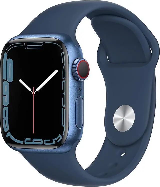 Alt view image 5 of 9 - APPLE WATCH SERIES 7 GPS LTE 41mm BLUE ALUMINUM CASE ABYSS BLUE SPORT BAND
