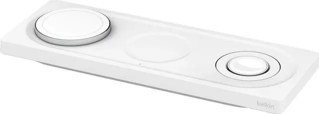 Alt view image 7 of 10 - BELKIN WIZ016TTWH BOOST CHARGE PRO White 3-in-1 Wireless Charging Pad with MagSafe