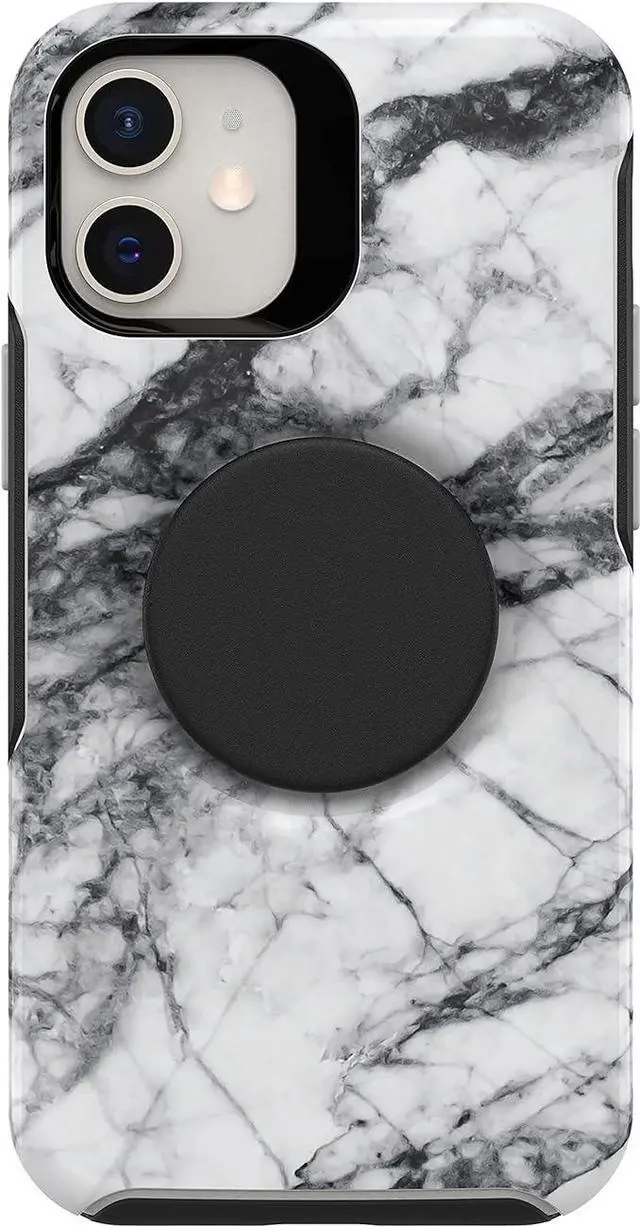 Alt view image 5 of 6 - OtterBox Otter + Pop Symmetry Series White Marble Graphic Case for iPhone 12 Mini 77-65390