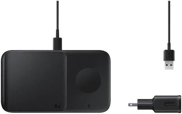 Alt view image 3 of 5 - SAMSUNG 9W Wireless Charger Duo w/ USB C Cable, Charge 2 Devices at Once, Cordless Super Fast Charging Pad for Galaxy Phones and Devices, 2021, US Version, Black