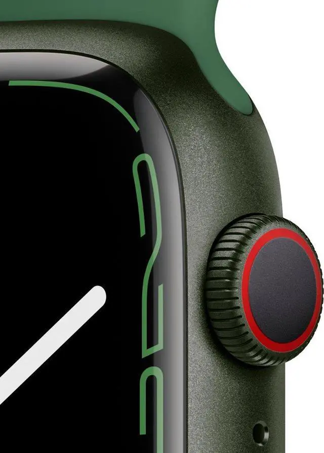 Alt view image 7 of 7 - APPLE WATCH 7 GPS + CELLULAR 45MM GREEN ALUM CLOVER SPORT BAND MKJ93LL/A