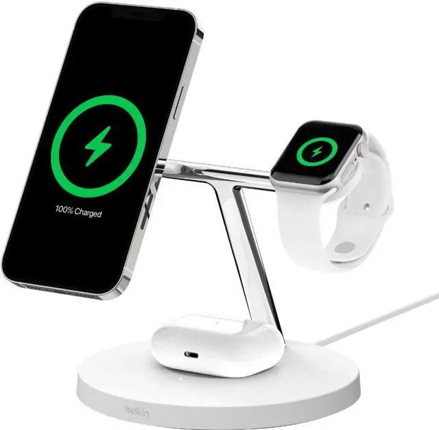 Alt view image 18 of 19 - Belkin BOOST CHARGE Pro 3-in-1 Wireless Charger With MagSafe WIZ009TTWH