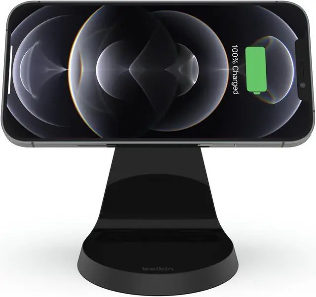 Alt view image 2 of 4 - Belkin BOOSTCHARGE Magnetic Wireless Charger Stand with MagSafe - Black